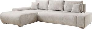 Juskys Divano Iseo sinistro - Forma a L, funzione letto, tessuto, moderno e confortevole - Divano Beige