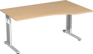 Geramöbel Scrivania per PC Lisbona destra, 1800x1000x720 mm, faggio/argento