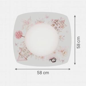 Elobra Plafoniera LED Feenwelt Starlight, bianco/rosa, lunghezza 58 cm dimmerabile, Cameretta, Legno, Plafoniera