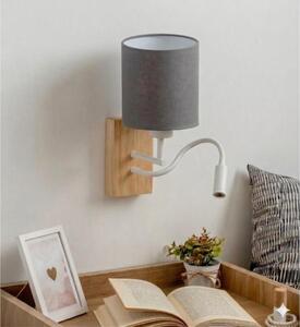 Brilagi - Lampada da parete LED NUBILA WOOD 1xE27/25W/230V + LED/3W rovere/bianco/grigio chiaro