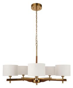 Endon 116994 - Lampadario a catena HEATHCLIFF 5xE14/7W/230V ottone/frassino