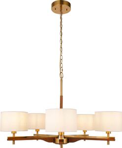 Endon 116994 - Lampadario a catena HEATHCLIFF 5xE14/7W/230V ottone/frassino