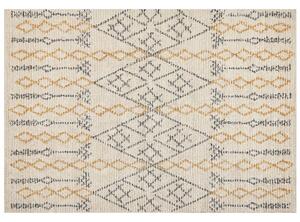 Tappeto in cotone beige 160 x 230 cm rettangolare motivo geometrico soggiorno camera da letto Beliani