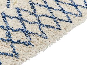 Tappeto in cotone beige 140 x 200 cm rettangolare frange motivo geometrico soggiorno camera da letto Beliani