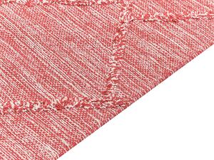 Tappeto rosso 80 x 150 cm cotone motivo geometrico soggiorno camera da letto Beliani