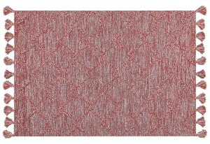 Tappeto rosso 160 x 230 cm cotone disegno geometrico soggiorno camera da letto Beliani