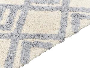 Tappeto beige e grigio 160 x 230 cm cotone fatto a mano motivo geometrico soggiorno camera da letto Beliani