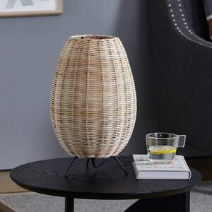 Lampada da tavolo Lindby Oliana, rattan, Ø 23 cm, E27