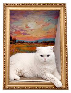 Heikoeco® quadro ad olio con cornice per foto, casa per gatti con tiragraffi per gatti, casa per gatti da pavimento a soffitto per il soggiorno, per uso interno