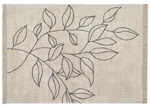 Tappeto cotone trapuntato motivo a foglie e nappe 160x230cm beige e nero soggiorno camera da letto Beliani