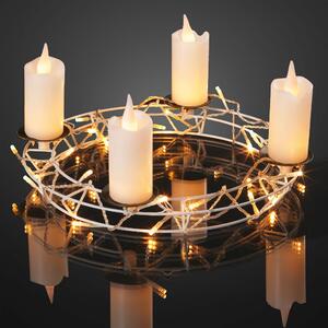 Hellum Ghirlanda natalizia con 32 LED bianco caldo, decorazione con catena luminosa e candele in cera