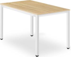 Tavolo da pranzo Tavolo da sala da pranzo quadrato Tavolo in legno Tavolo da cucina Moderno 120 x 60 x 75 cm, spessore 18 mm, legno rovere Sonoma con gambe bianche in metallo