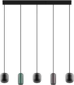 Lampada a sospensione Lucande Narion, nera/colorata, a 5 luci