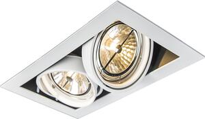QAZQA - Faretto da incasso di design bianco orientabile a 2 luci - Oneon 111-2 I Soggiorno I Camera da letto - Acciaio rettangolare - Adatto a LED G53
