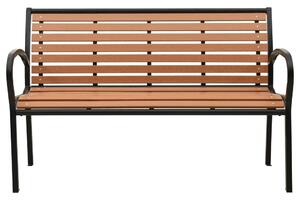 Panchina da Giardino 125 cm in Acciaio e WPC Nera e Marrone