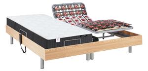 Letto elettrico relax sole sospensioni materasso molle insacchettate e memory - motori OKIN - 2 x 90 x 200 cm - Quercia - PHANES di DREAMEA