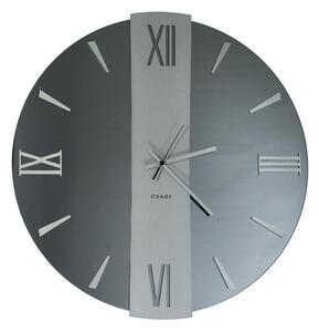 Orologio Da Muro 60 cm Struttura, � uno specchio NERO FUME' VEGA BIG Diametro 60 cm lancette in metallo numeri colore ARGENTO a rilievo , l'orologio specchio