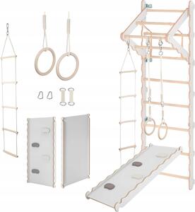 Scala da ginnastica per bambini (210 cm), Scala da allenamento a muro, Scala di corda per bambini, Parco giochi in legno per la casa