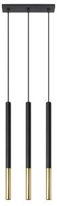 Lampada a sospensione MOZAICA 3L nero/oro 3xG9 8W acciaio 90x5x30cm Sollux Lighting