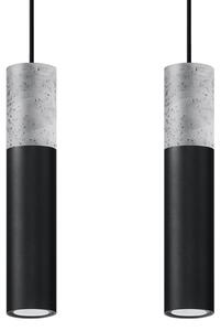 Lampada a sospensione BORGIO 2 nero 2xGU10 10W acciaio/cemento 90x6x30cm Sollux Lighting