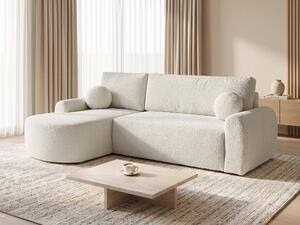 Divano ad angolo Jazz con funzione letto e contenitore - Tessuto bouclé - Divano a L, divano imbottito, divano letto, set di divani, divano letto (Bianco (Coral 70), divano ad angolo con apertura a sinistra)