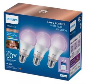 Confezione da 3 lampadine LED RGB dimmerabili Philips SMART A60 E27/8,8W/230V 2200-6500K