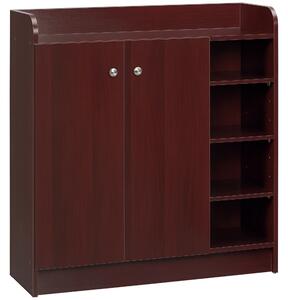 HOMCOM Armadio Scarpiera Moderno e Salvaspazio in Legno per 12 Paia di Scarpe con 4 Ripiani Aperti, 83x30x90 cm, color Caffè|Aosom