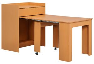 HOMCOM Tavolo Pieghevole da Pranzo max 5 Persone in Truciolato e Acciaio, 84x180x100 cm, color Legno|Aosom