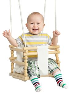 AIYAPLAY Altalena per Bambini 9-36 Mesi in Legno e Cotone con Corda Regolabile e Cuscino, 30x30x110-180 cm|Aosom