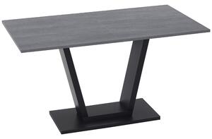 HOMCOM Tavolo da Pranzo per 4-6 persone con Piano Effetto Marmo e Base in Acciaio, 140x80x76cm, Nero|Aosom