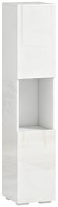 Mobile Multimediale Slim 27x30x132 cm a 5 Ripiani con Ripiani Regolabili Bianco