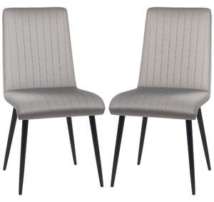 HOMCOM Set 2 Sedie Moderne Salvaspazio da Pranzo con seduta imbottite in Tessuto Velluto e Gambe in Acciaio, 43x58x90cm, Grigio e Nero| Aosom Italy