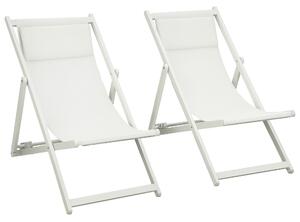 Outsunny Set 2 Sedie Poltrona Sdraio da Esterni, Pieghevoli e Reclinabili, in Alluminio, 96.5x58x91.5 cm, Beige