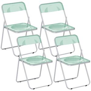 Set 4 Sedie Pieghevoli 47x48x75 cm in Acrilico Trasparenti Verde