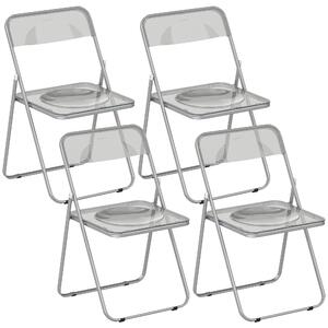 Set 4 Sedie Pieghevoli 47x48x75 cm in Acrilico Trasparenti Grigio