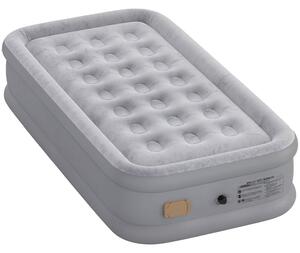 Materasso Autogonfiante Singolo 190x97x39 cm Superficie Floccata con Pompa di Gonfiaggio e Borsa di Trasporto Grigio