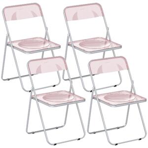 Set 4 Sedie Pieghevoli 47x48x75 cm in Acrilico Trasparenti Rosa