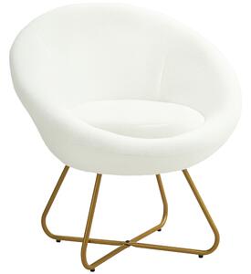 HOMCOM Poltroncina da Camera in Finta Pelliccia con Gambe in Metallo, 75x66x79 cm, Bianco