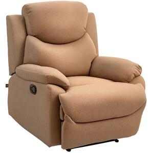 HOMCOM Poltrona Reclinabile 150° con Poggiapiedi e Imbottitura Spessa in Tessuto, Poltrona Relax Manuale, 93x88x102cm, Marrone Scuro | Aosom Italy