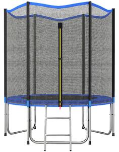 Trampolino da Giardino Ø183x200 cm con Rete di Protezione e Scala in Acciaio PP Blu