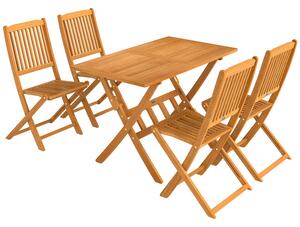 Set 5 Pezzi da Pranzo per Giardino Tavolo e 4 Sedie Pieghevoli in Legno di Acacia Naturale