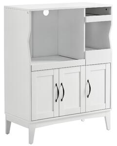 HOMCOM Credenza Cucina Salvaspazio con 2 Armadietti e 2 Ripiani Estraibili in Legno, 84x39x109 cm, Bianco
