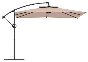 Outsunny Ombrellone a Braccio 3x3 m con Copertura Regolabile e Base a Croce, in Metallo e Poliestere, color Cachi