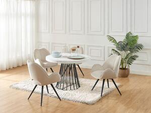Tavolo da pranzo allungabile da 2 a 12 coperti in MDF e Acciaio Effetto marmo Bianco e Nero - FIRELA