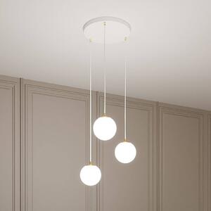 EMIBIG LIGHTING Lampada a sospensione Royal, a 3 luci, bianco opale/bianco, vetro, E14