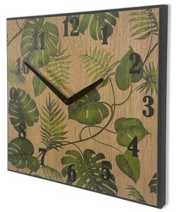 Orologio quadrato in legno 30 cm - monstera