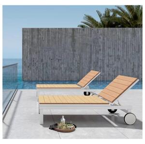 Lettino senza cuscino San Diego NATERIAL in alluminio bianco e seduta marrone