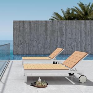 Lettino senza cuscino San Diego NATERIAL in alluminio bianco e seduta marrone