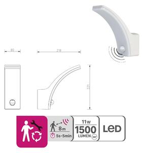Applique Lakko LED con sensore di movimento, in alluminio, bianco, 10W 1500LM IP44 INSPIRE