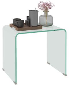 HOMCOM Tavolino in Vetro Temperato Moderno da Salotto con Design Monoblocco, 50x40x45 cm, Trasparente